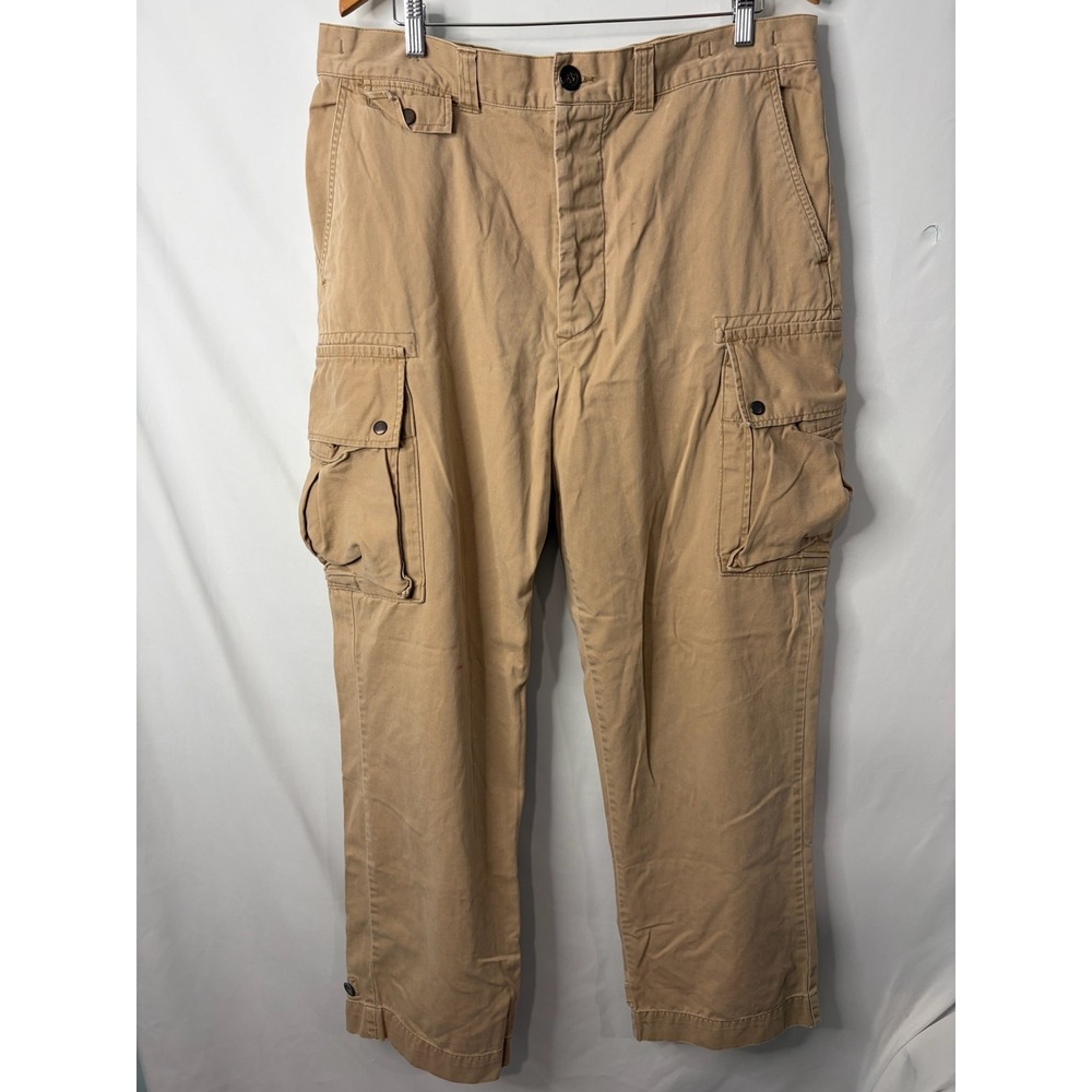 VTG POLO Ralph Lauren Cargo Utility 67 Chino Tan Khaki Pants 38x32 Button Fly